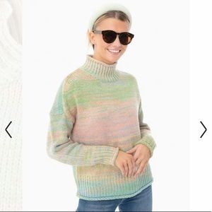 525 America Water Blue Space Dye Mock Neck Sweater